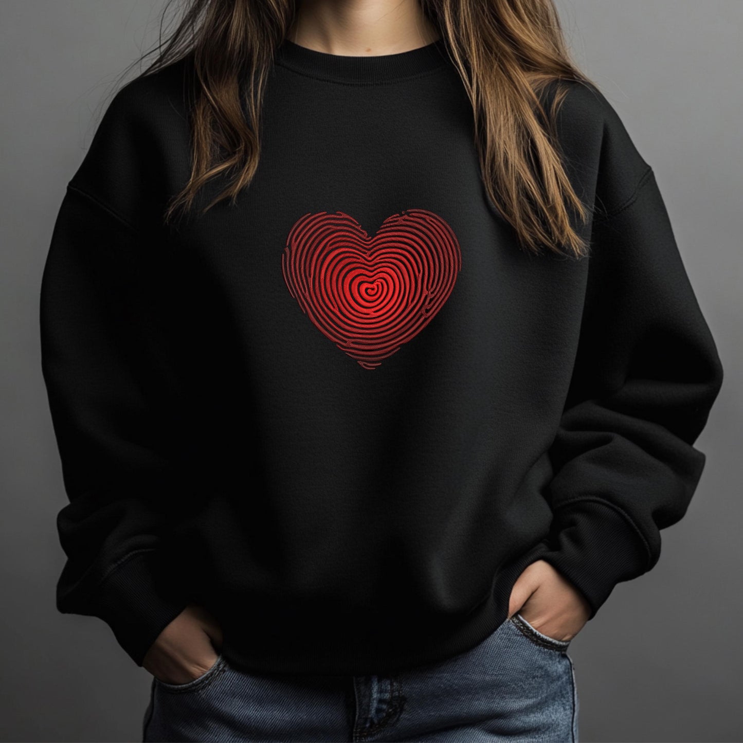 Heart Embroidery Design, Valentine's Day Embroidery File, Fingerprint Heart Machine Embroidery Design – Perfect for Valentine's Day!