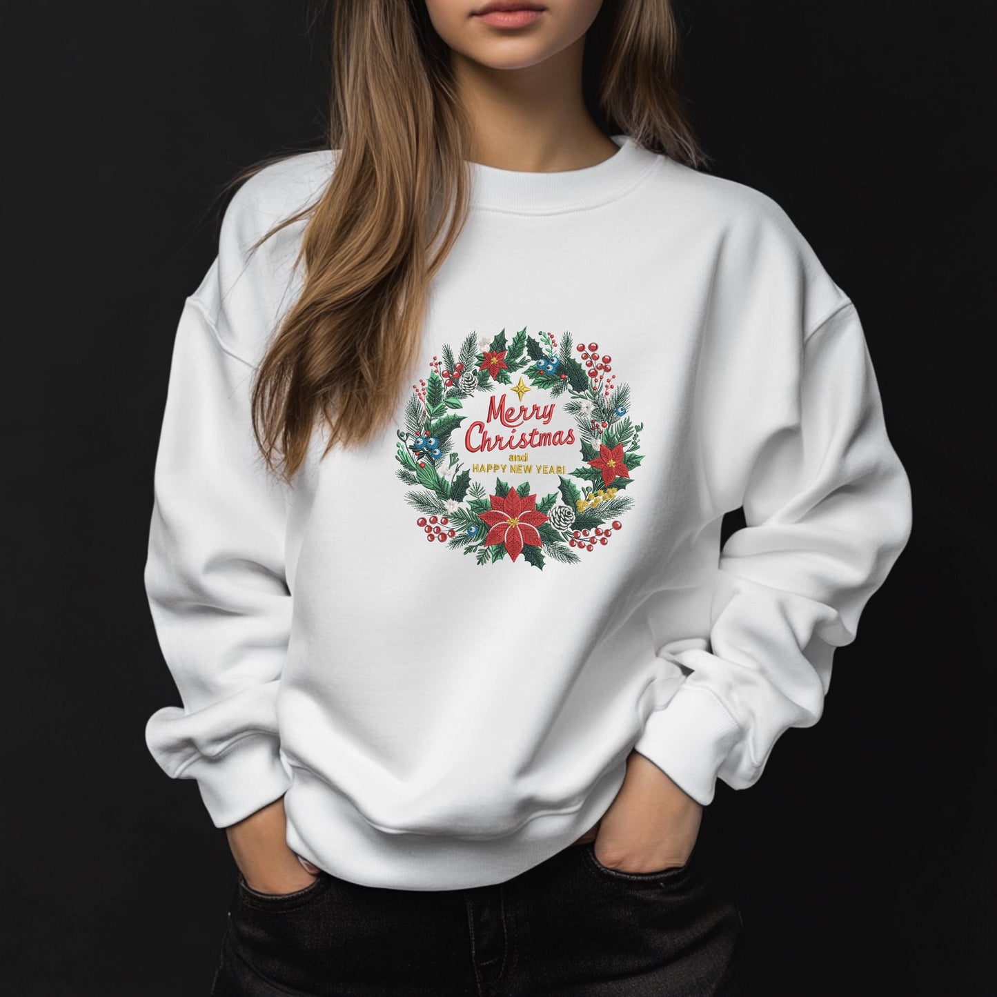 Christmas Wreath Machine Embroidery Design, Festive Holiday Wreath Machine Embroidery, Christmas Machine Embroidery PES, Instant Download