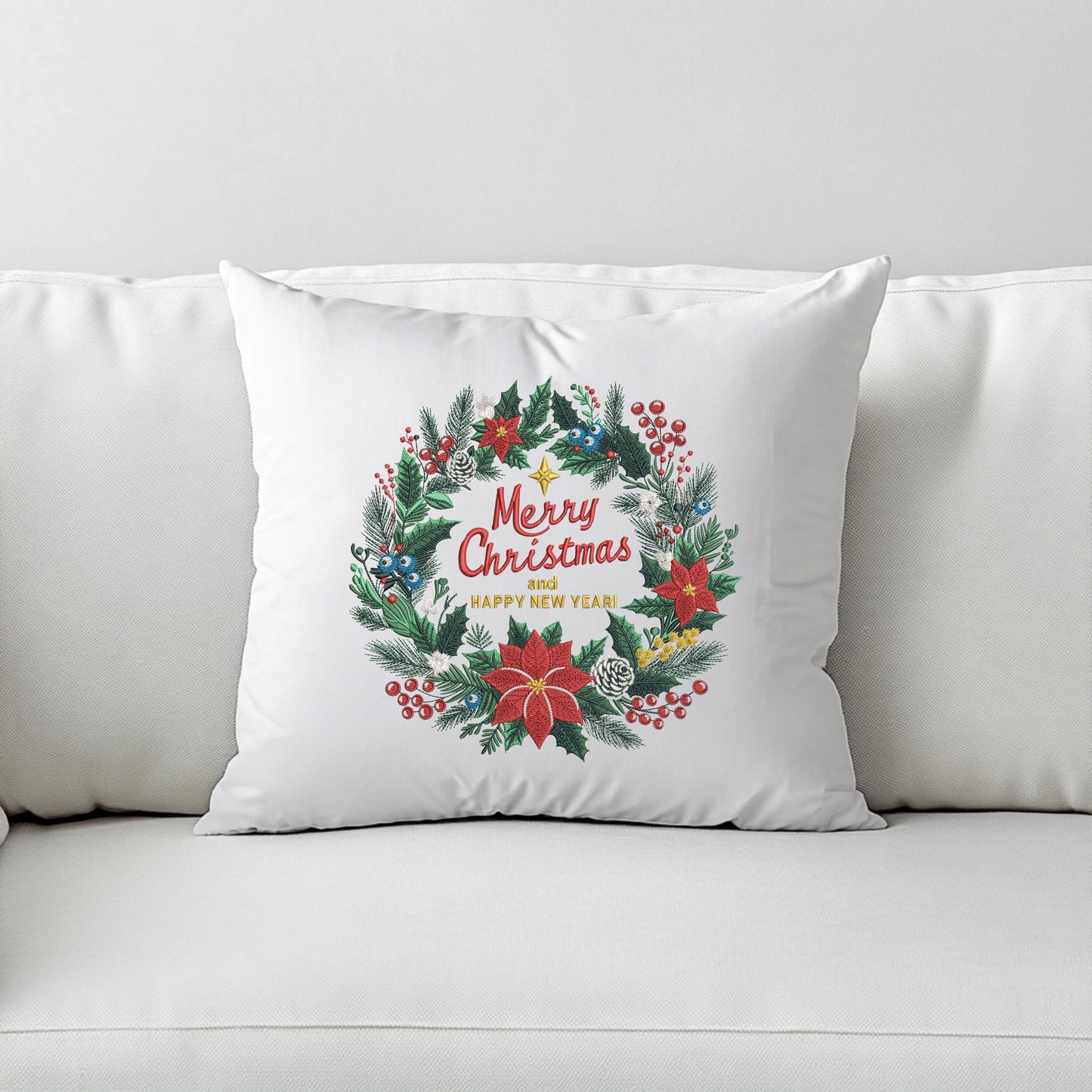 Christmas Wreath Embroidery Design, Holiday Wreath Machine Embroidery, Christmas Embroidery Design, Instant Download