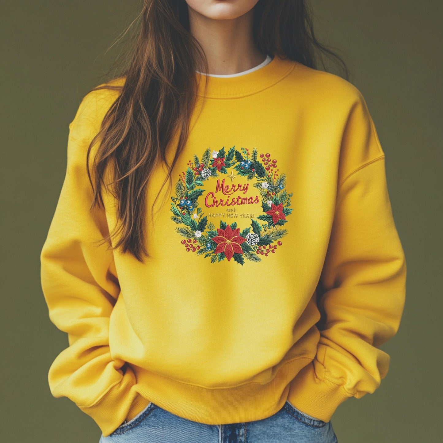 Christmas Wreath Machine Embroidery Design, Festive Holiday Wreath Machine Embroidery, Christmas Machine Embroidery PES, Instant Download