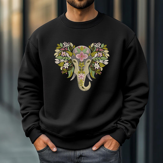 Floral Elephant Embroidery Design: Machine Embroidery Pattern, Animal Embroidery File, Wildlife Embroidery, Instant Download PES DST