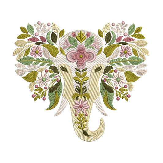 Floral Elephant Embroidery Design: Machine Embroidery Pattern, Animal Embroidery File, Wildlife Embroidery, Instant Download PES DST
