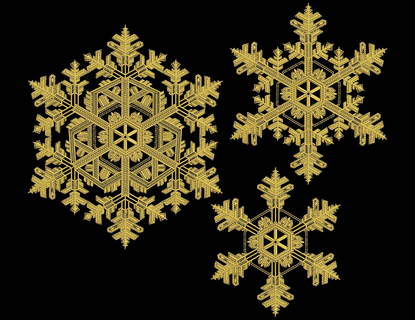 Christmas Snowflake Embroidery, Golden Snowflake Embroidery Set, Snowflakes Machine Embroidery Designs, Holiday Embroidery Pattern