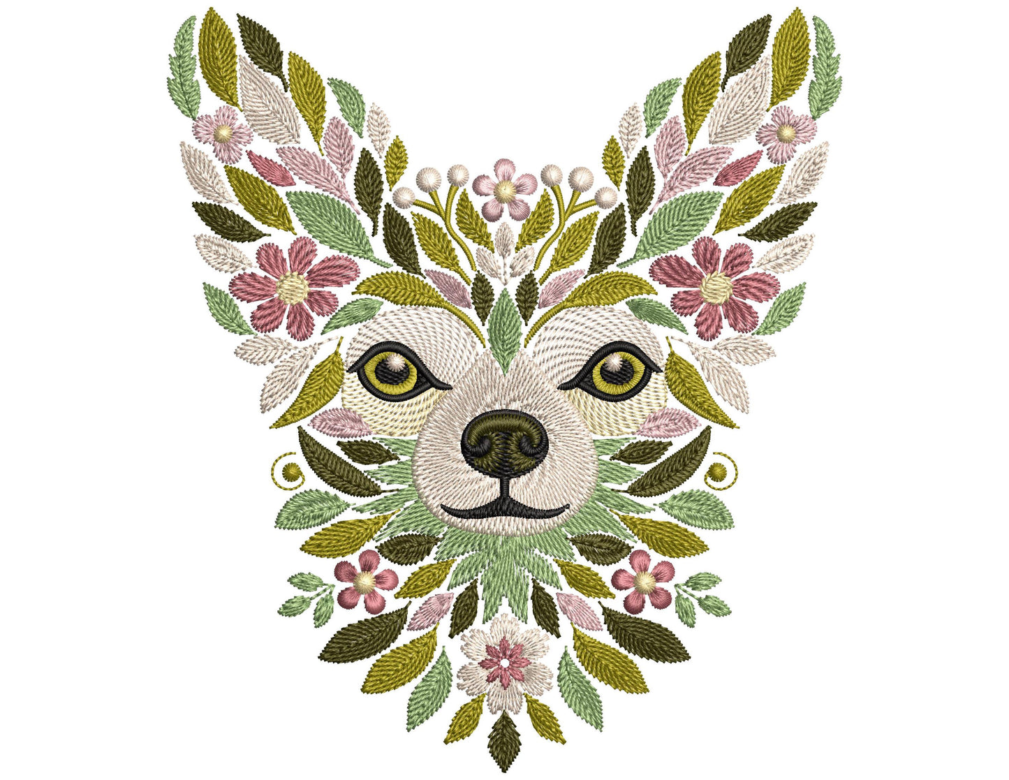 Chihuahua Embroidery Design, Floral Chihuahua Embroidery Design, Chihuahua Machine Embroidery PES, Dog Lover Gift, Dog Embroidery Pattern