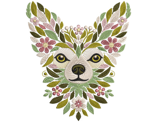 Chihuahua Embroidery Design, Floral Chihuahua Embroidery Design, Chihuahua Machine Embroidery PES, Dog Lover Gift, Dog Embroidery Pattern