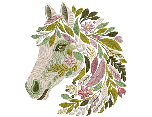 Horse Embroidery Design, Floral Horse Machine Embroidery Design, Animal Embroidery Design, Floral Horse Embroidery File, Instant Download