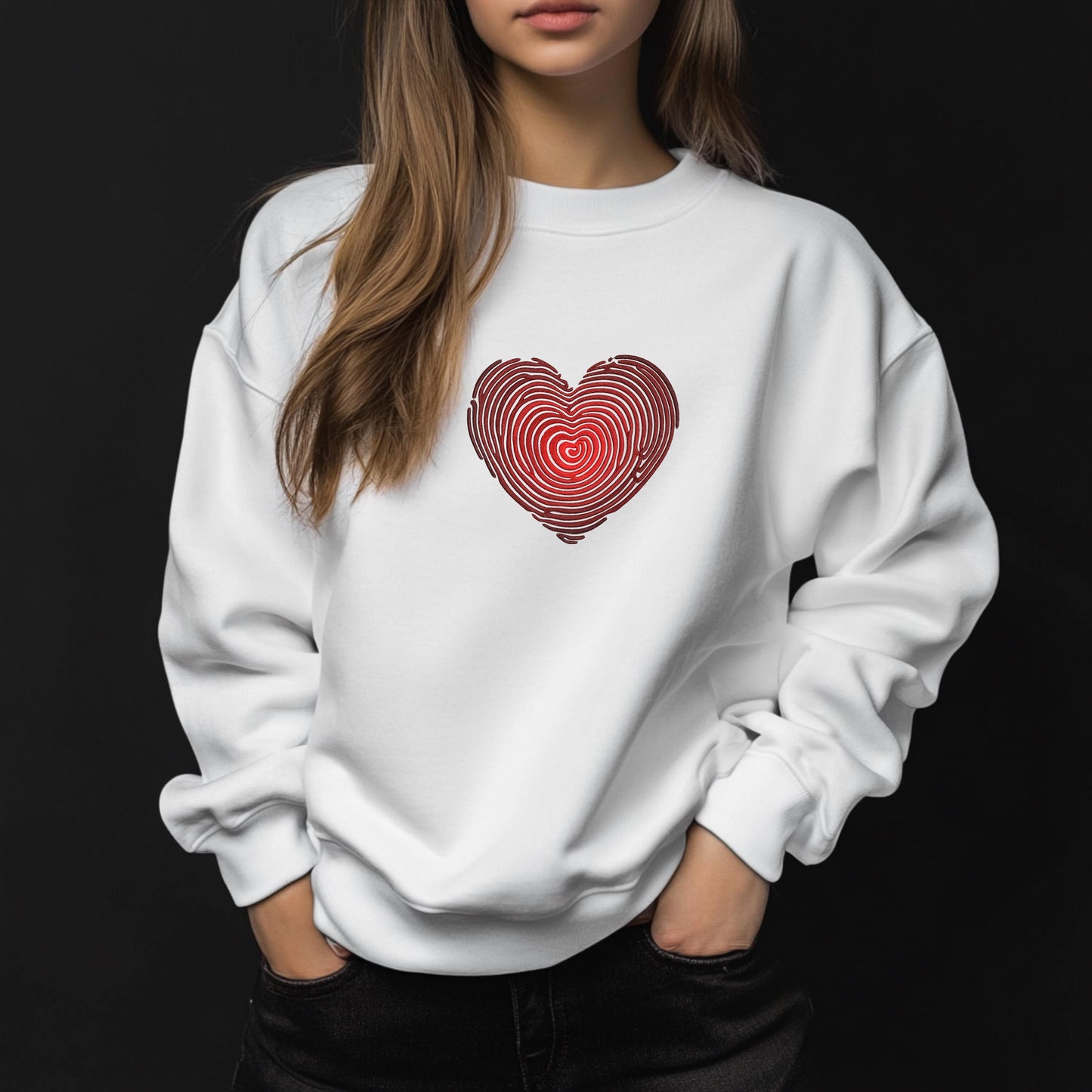 Heart Embroidery Design, Valentine's Day Embroidery File PES, Fingerprint Heart Machine Embroidery Design – Perfect for Valentine's Day!