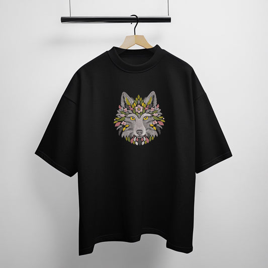 Wolf Embroidery Design, Floral Wolf Machine Embroidery Design, Wolf Pattern File PES, Animal Embroidery Design, Instant Download 6 sizes