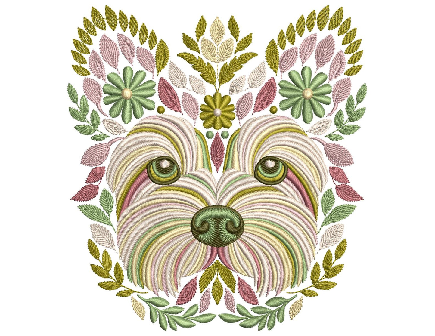 Yorkie Embroidery Design, Yorkie Pattern File, Yorkshire Terrier Floral Embroidery Design – Machine Embroidery Pattern, Instant Download