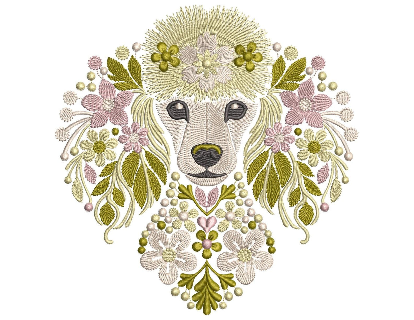 Poodle Embroidery Design, Floral Poodle Machiene Embroidery Design PES, Dog Pattern File, Pet Embroidery, Dog Lover Gift – Instant Download