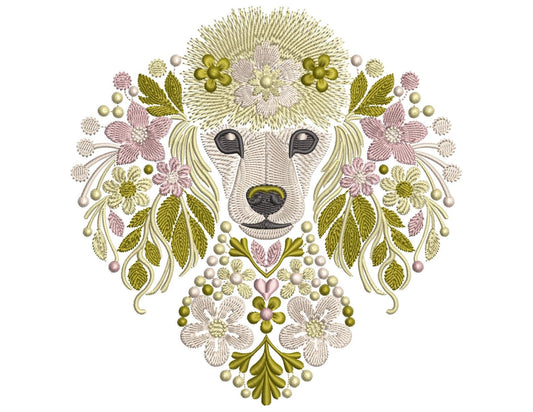 Poodle Embroidery Design, Floral Poodle Machiene Embroidery Design PES, Dog Pattern File, Pet Embroidery, Dog Lover Gift – Instant Download