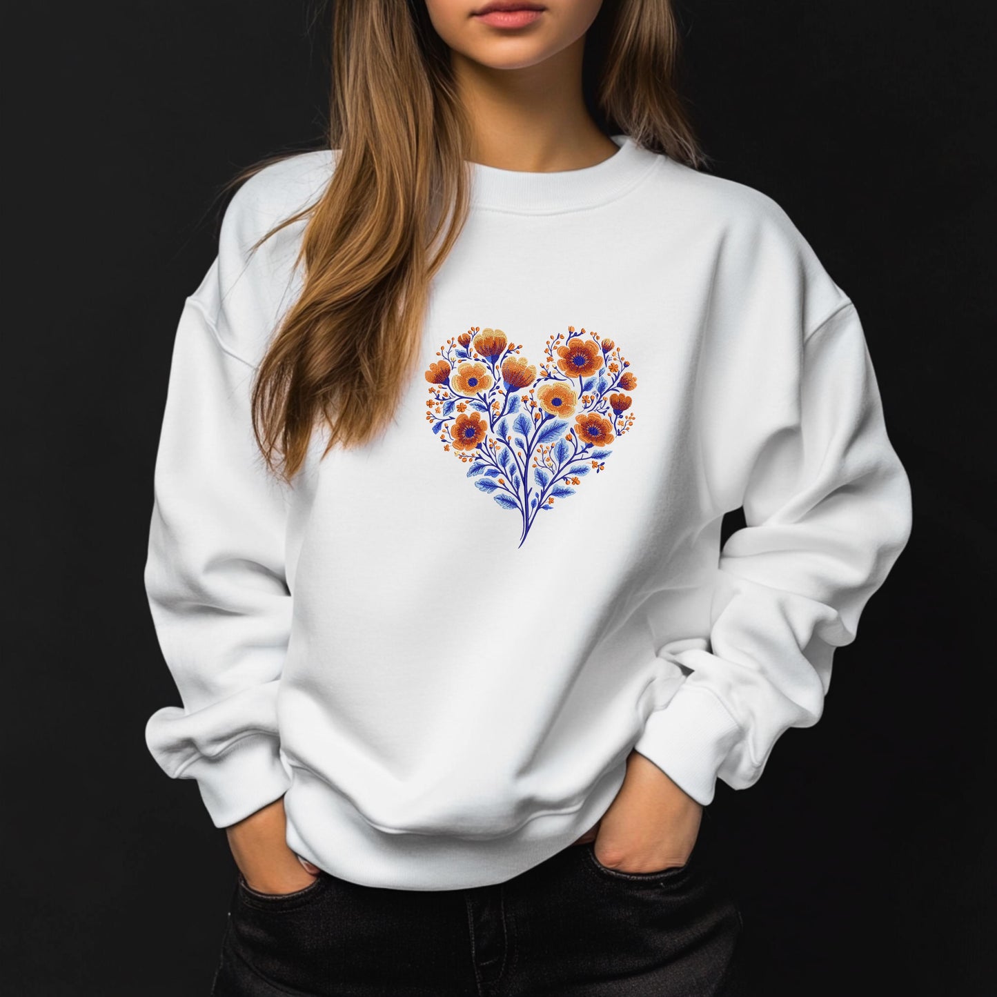 Floral Heart Machine Embroidery Design PES, Romantic Valentine’s & Wedding Embroidery Pattern, Floral Embroidery, Poppy Flowers Embroidery