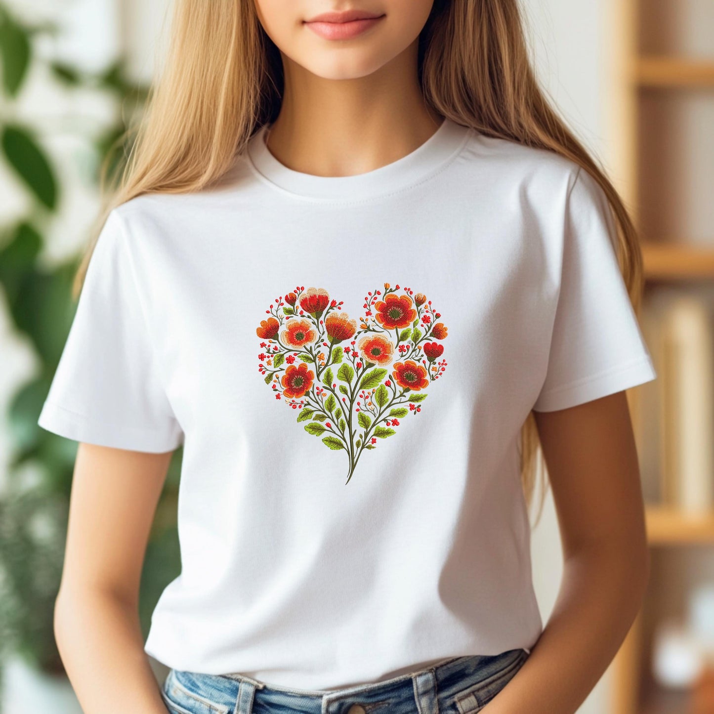 Floral Heart Machine Embroidery Design PES, Romantic Valentine’s & Wedding Embroidery Pattern, Floral Embroidery, Poppy Flowers Embroidery