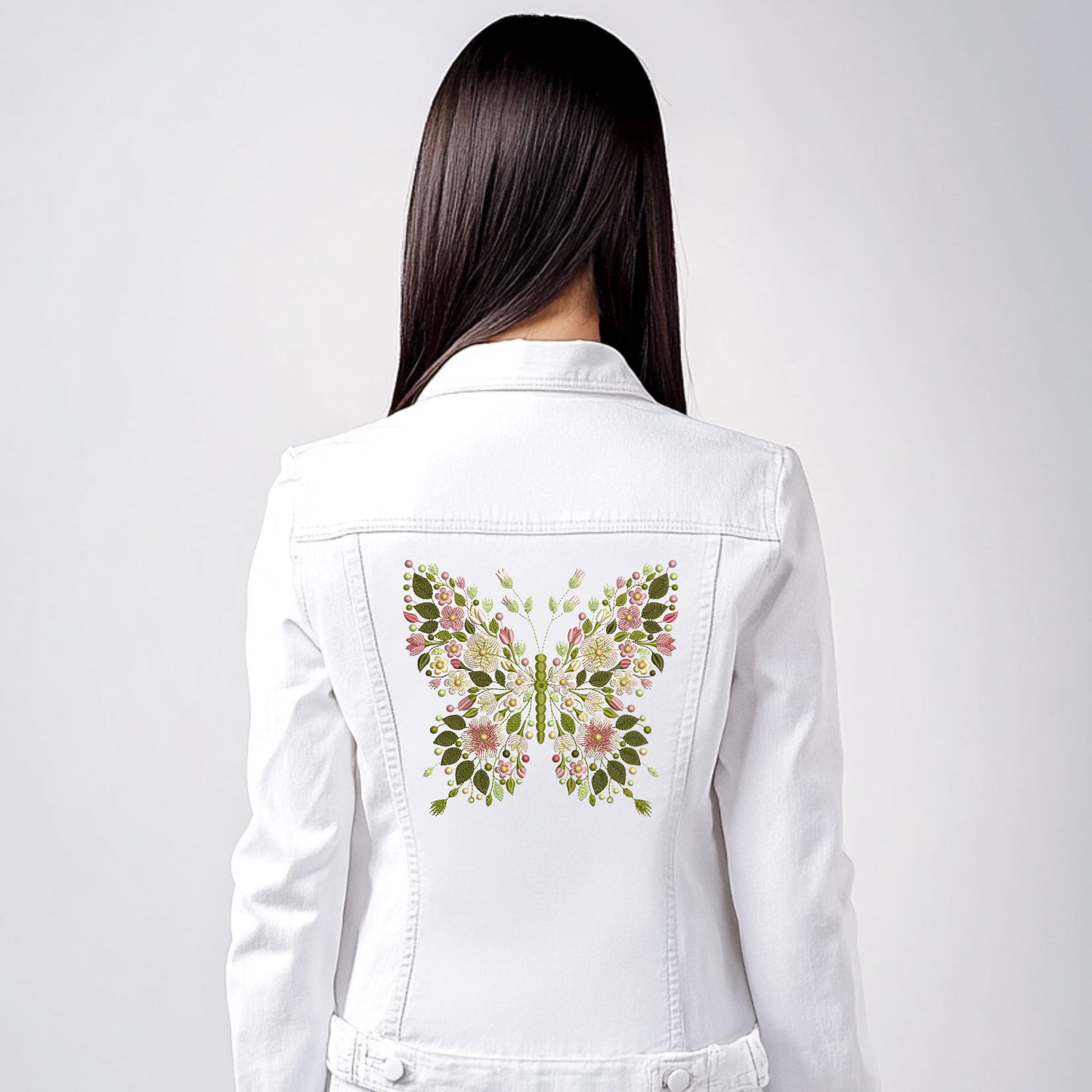 Floral Butterfly Machine Embroidery Design, Butterfly Embroidery Design, Sewing Patch, Nature-Inspired Embroidery Pattern, Instant Download