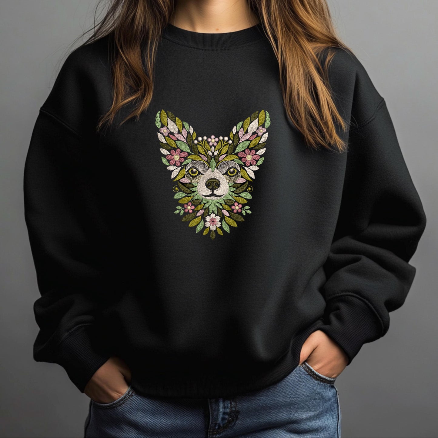 Chihuahua Embroidery Design, Floral Chihuahua Embroidery Design, Chihuahua Machine Embroidery PES, Dog Lover Gift, Dog Embroidery Pattern