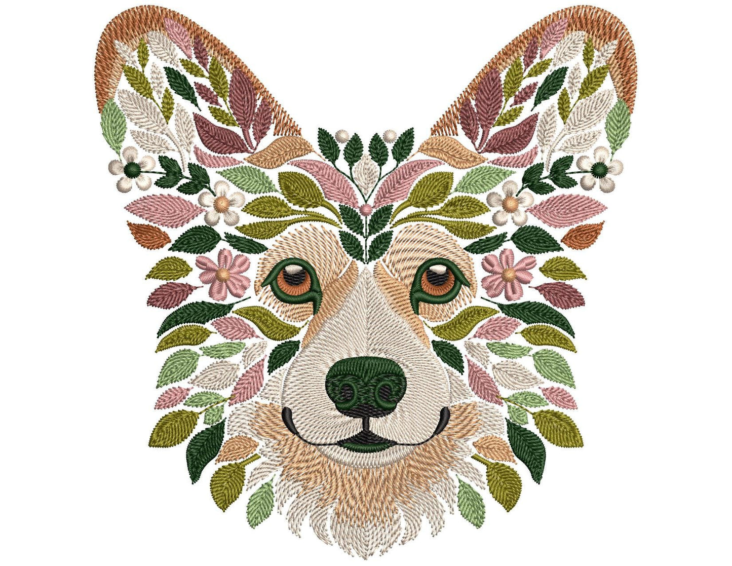 Corgi Embroidery Design, Floral Corgi Machine Embroidery Design, Corgi Pattern Design, Dog Embroidery, Pet Embroidery, Instant Download