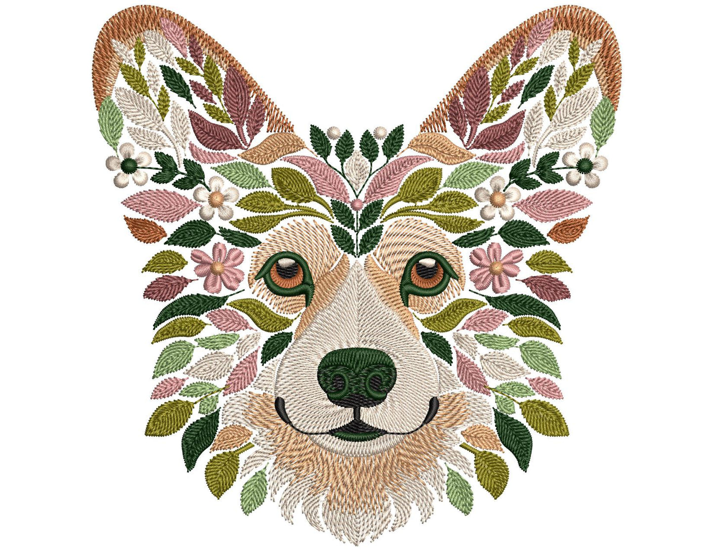 Corgi Embroidery Design, Floral Corgi Machine Embroidery Design PES, Corgi Pattern Design, Dog Embroidery, Pet Embroidery, Instant Download