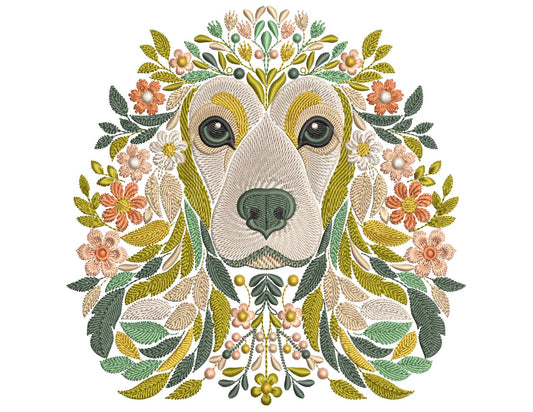 Floral Cocker Spaniel Machine Embroidery Design, Dog Embroidery, Pets Embroidery, Cocker Spaniel Pattern PES, Perfect For Dog Lovers Gift