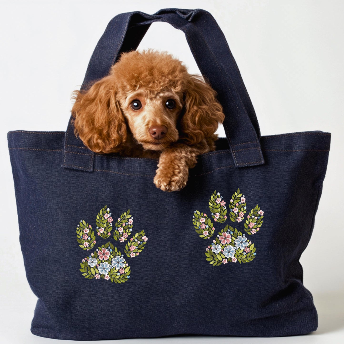Floral Paw Print Machine Embroidery Design, Dog Paw Embroidery Design, Dog Footprint Embroidery Design, Paw Pattern, Instant Download