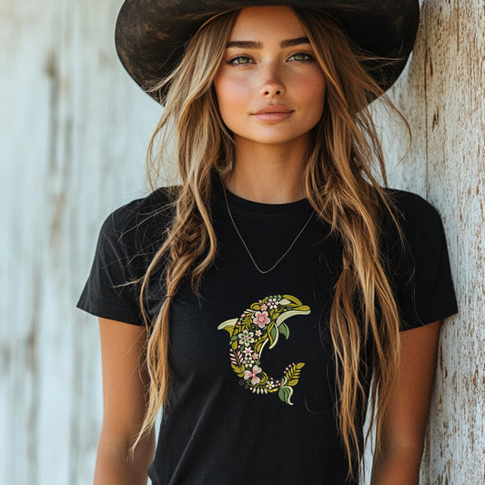 Floral Dolphin Embroidery Design, Ocean Animal Embroidery, Nautical Embroidery, Dolphin Pattern PES, Marine Embroidery, Nautical Pattern