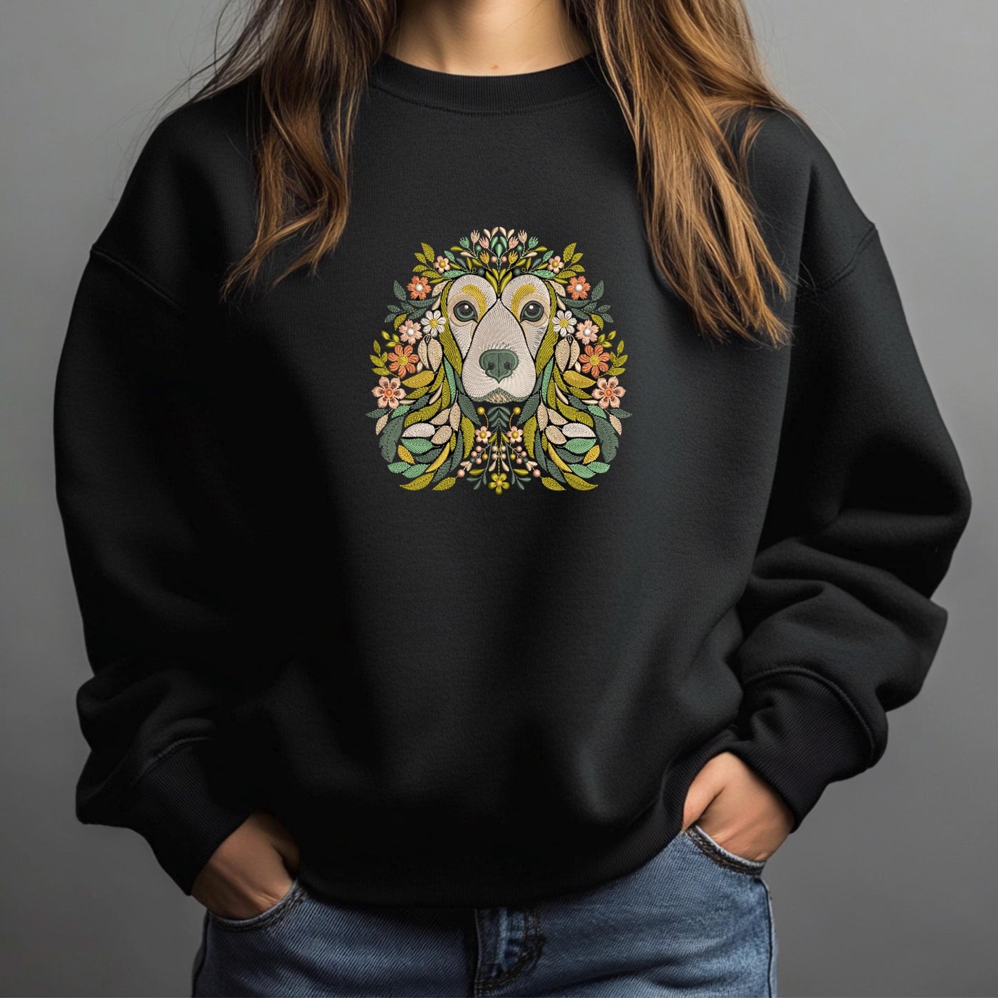 Floral Cocker Spaniel Machine Embroidery Design, Dog Embroidery, Pets Embroidery, Cocker Spaniel Pattern PES, Perfect For Dog Lovers Gift