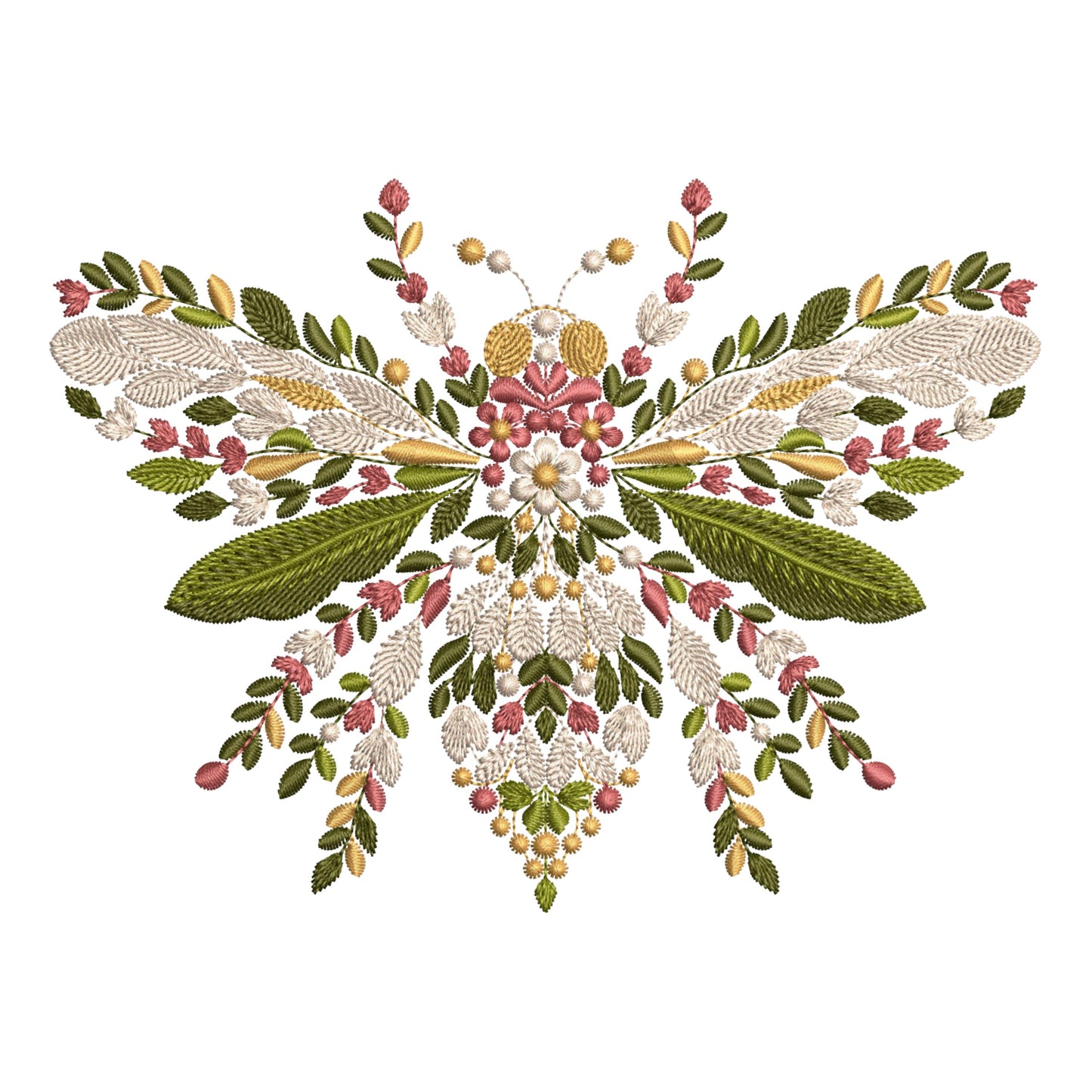 Floral Bee Machine Embroidery Design: Nature Insect Pattern, Bee Embroidery Pattern PES DST Instant Download, Spring Summer Embroidery PES