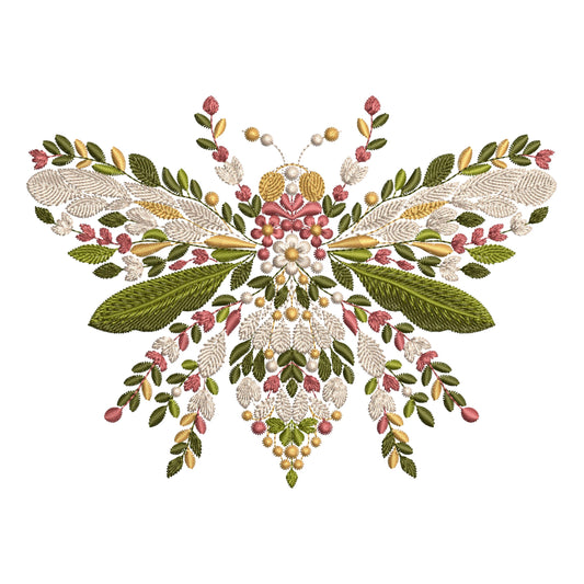 Floral Bee Machine Embroidery Design: Nature Insect Pattern, Bee Embroidery Pattern PES DST Instant Download, Spring Summer Embroidery PES