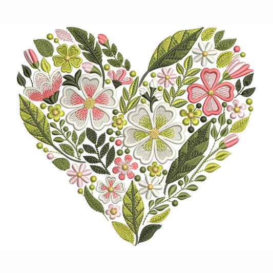 Floral Heart Embroidery Design PES, Valentine’s Day Machine Embroidery DST, Wedding Decor Pattern, Instant Download, Romantic Gift Idea PES