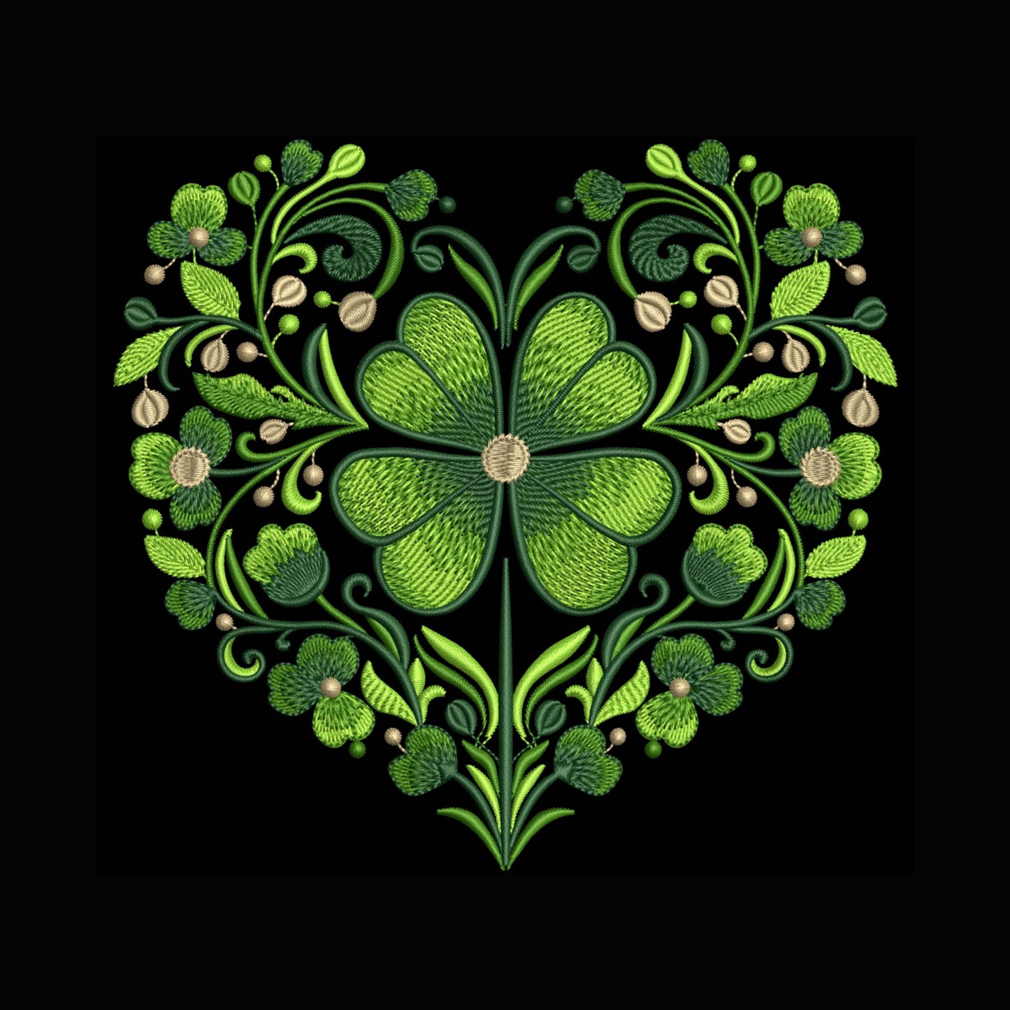 Lucky Clover Heart Machine Embroidery Design – St. Patrick’s Day Shamrock Heart, Instant Digital Download for Clothing, Home Décor & Gifts