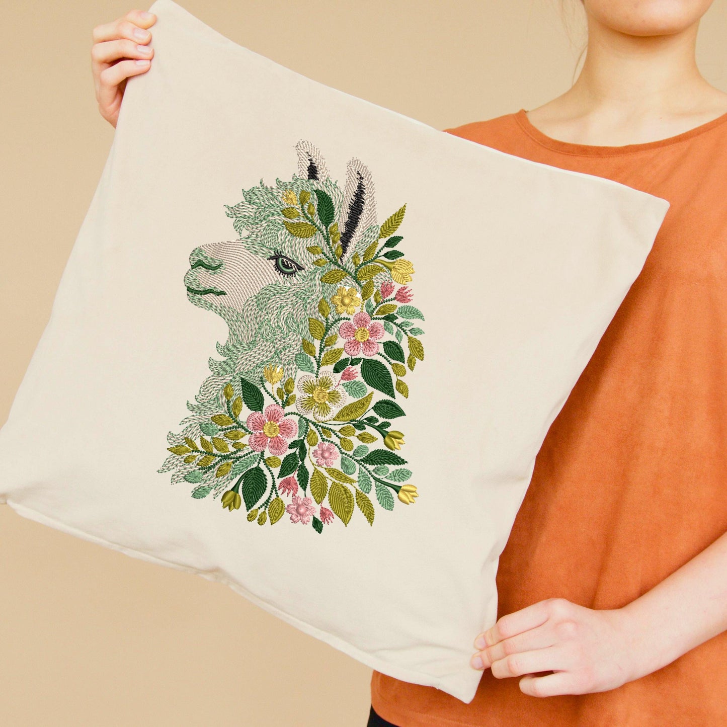 Floral Alpaca Machine Embroidery Design, Animal Emroidery, Alpaca Pattern, Boho Animal Embroidery, DIY Gift, Alpaca PES DST jef vp3 Download