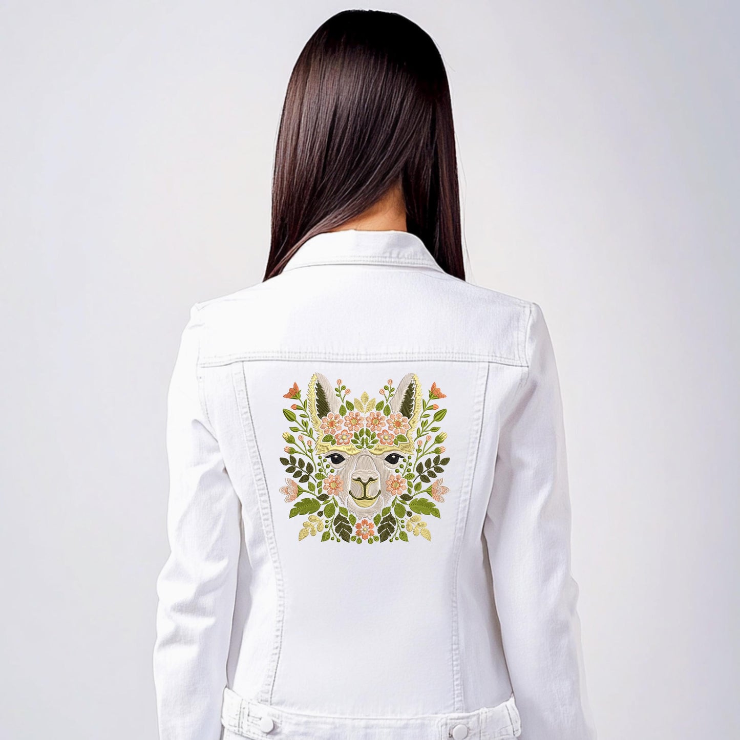 Floral Alpaca Machine Embroidery Design, Boho Animal Embroidery Pattern, Cute Alpaca Pattern for Clothes & Home Decor, Alpaca Pattern PES