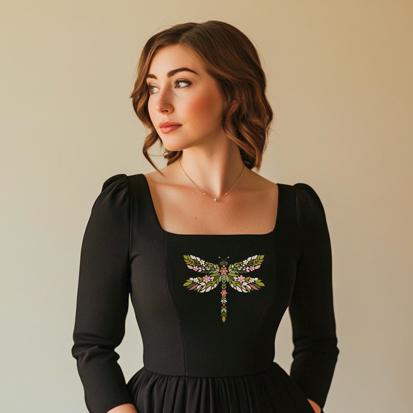 Floral Dragonfly Machine Embroidery Design - Nature-Inspired Pattern, Insects Embroidery, Dragonfly Pattern, Floral Wings Embroidery Pattern