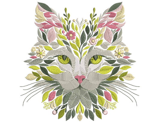 Floral Cat Embroidery Designs for Machine Embroidery – Perfect for T-shirts, Pillows, Bags, and More! Animal Embroidery, Pets Embroidery PES