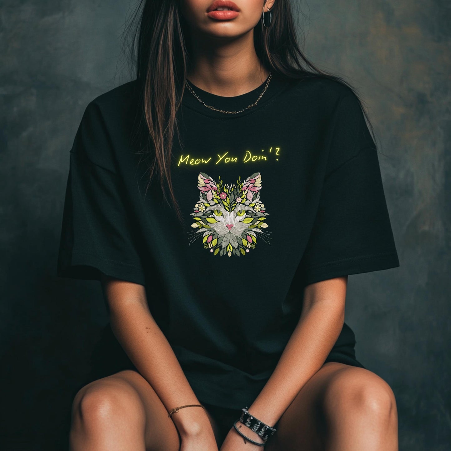 Floral Cat Embroidery Designs for Machine Embroidery – Perfect for T-shirts, Pillows, Bags, and More! Animal Embroidery, Pets Embroidery PES