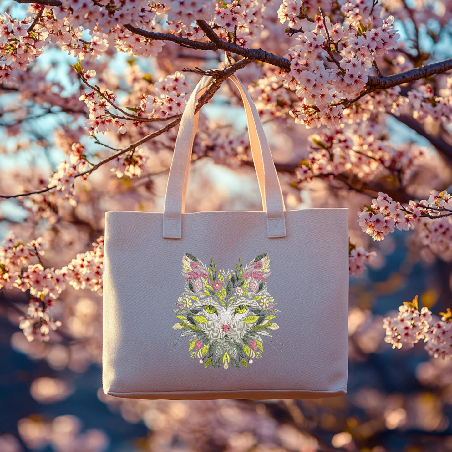 Floral Cat Embroidery Designs for Machine Embroidery – Perfect for T-shirts, Pillows, Bags, and More! Animal Embroidery, Pets Embroidery PES