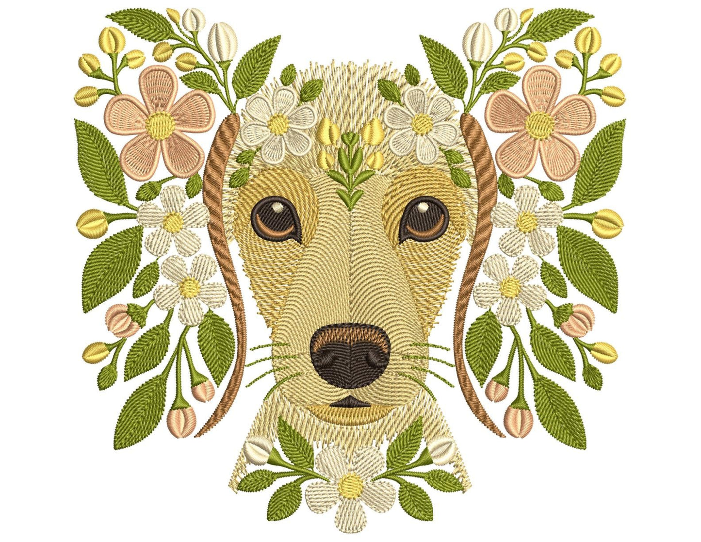Floral Dachshund Embroidery Design, Dog Lovers Gift, Dog Embroidery, Dachshund Pattern, Cute Floral Pet Embroidery, Pet Embroidery Design