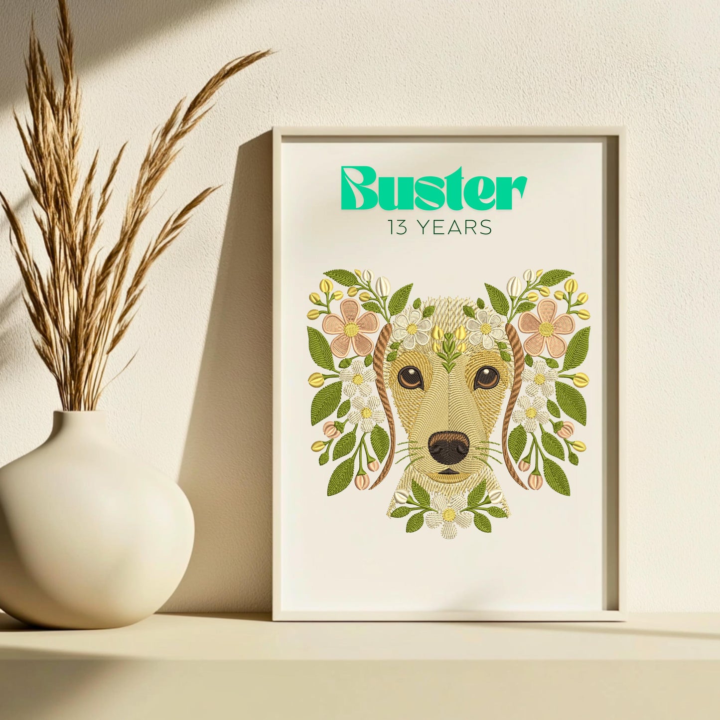 Floral Dachshund Embroidery Design, Dog Lovers Gift, Dog Embroidery, Dachshund Pattern, Cute Floral Pet Embroidery, Pet Embroidery Design