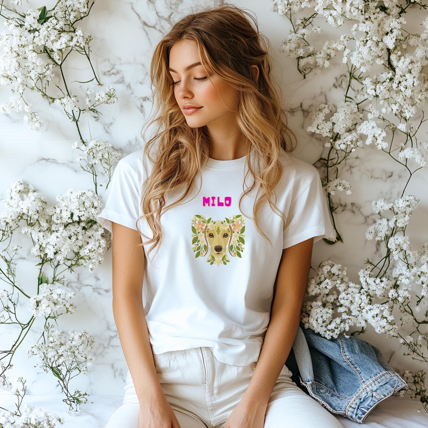 Floral Dachshund Embroidery Design, Dog Lovers Gift, Dog Embroidery, Dachshund Pattern PES DST, Floral Pet Embroidery, Pet Embroidery Design