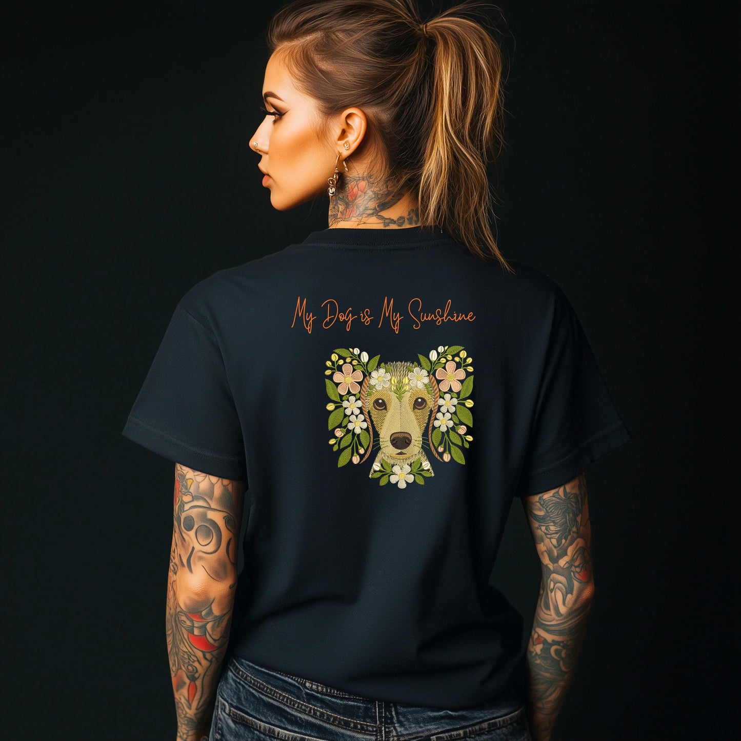 Floral Dachshund Embroidery Design, Dog Lovers Gift, Dog Embroidery, Dachshund Pattern PES DST, Floral Pet Embroidery, Pet Embroidery Design