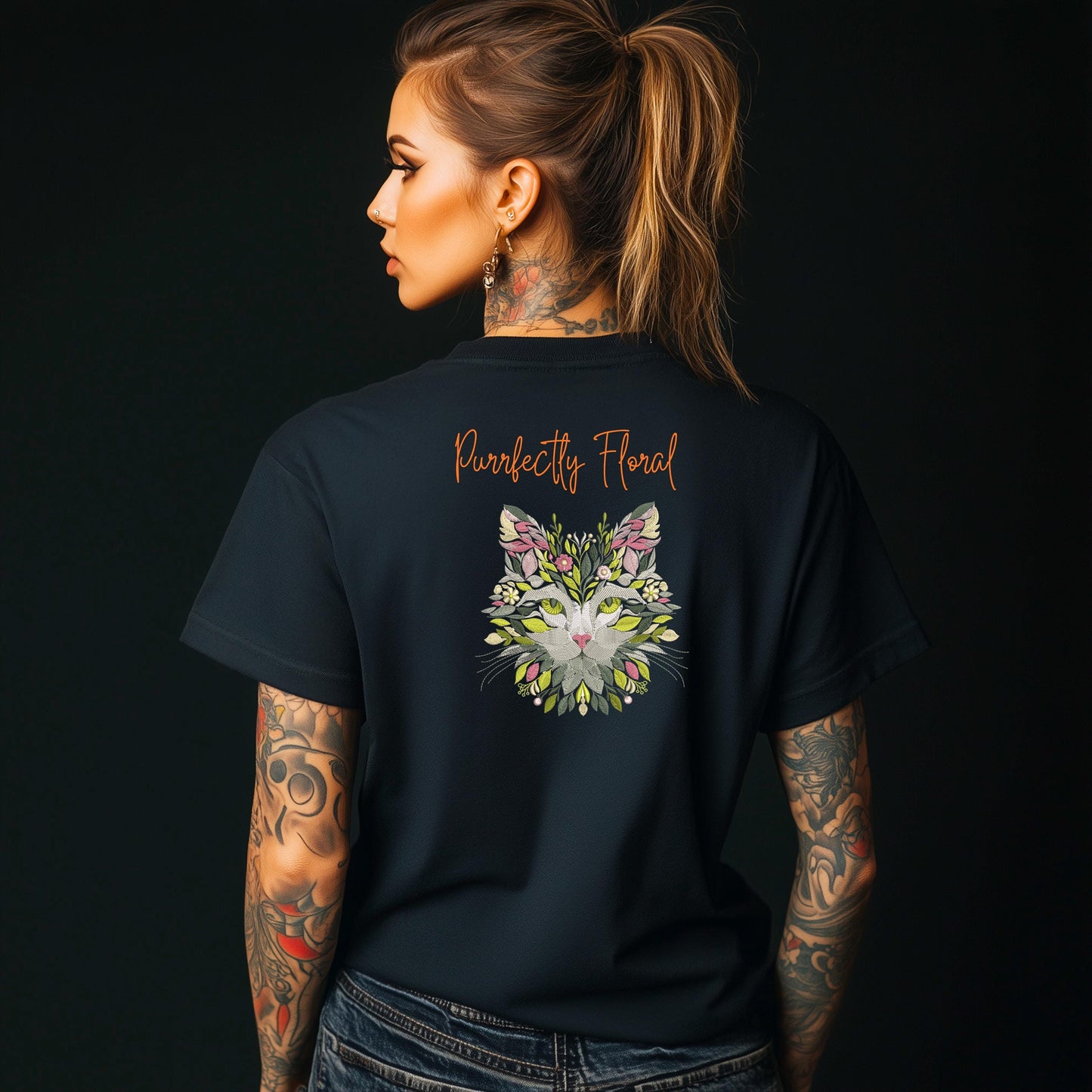 Floral Cat Embroidery Set – 4 Beautiful Nature-Inspired Designs for Machine Embroidery, Floral Embroidery, Animal Embroidery, PES, DST, JEF