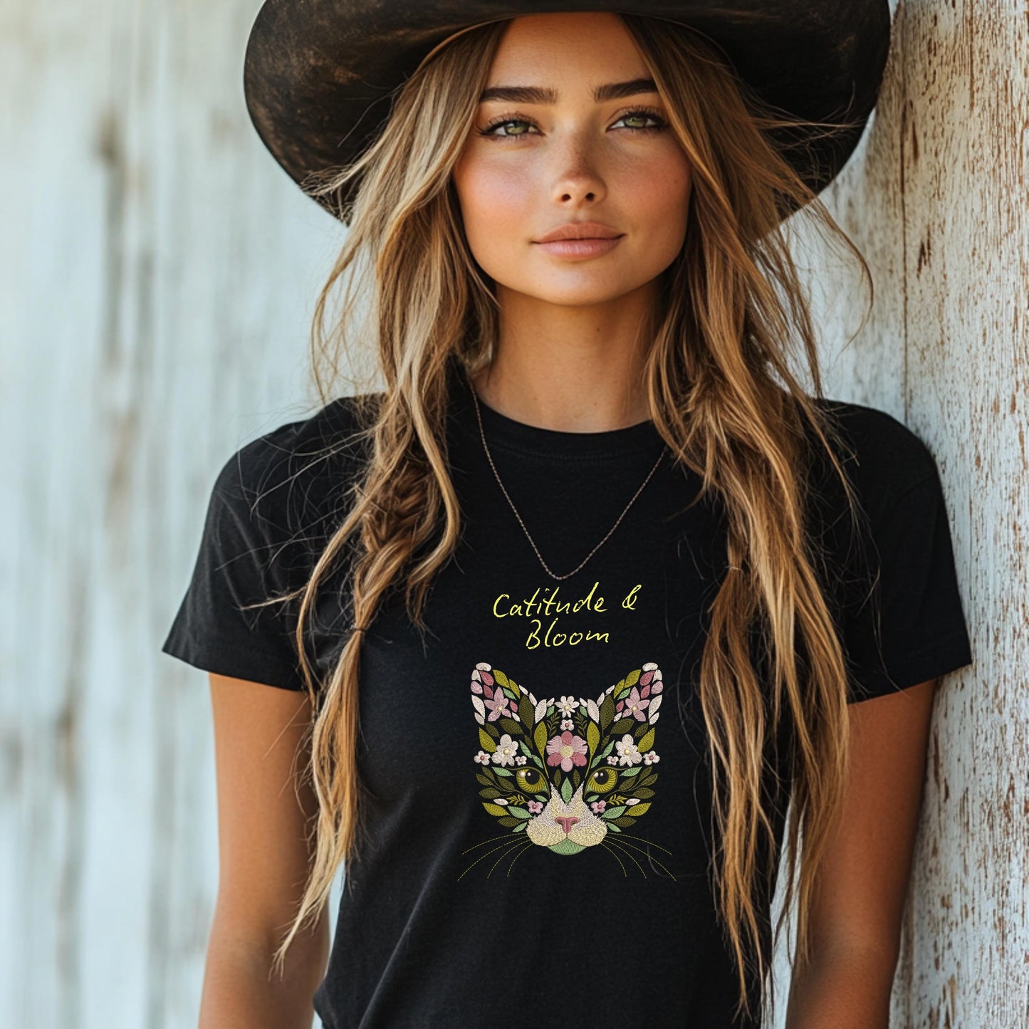 Floral Cat Machine Embroidery Design: Cute Animal Face for Sweatshirts & T-shirts, Cat Pattern, Pet Embroidery, Floral Animal Embroidery PES