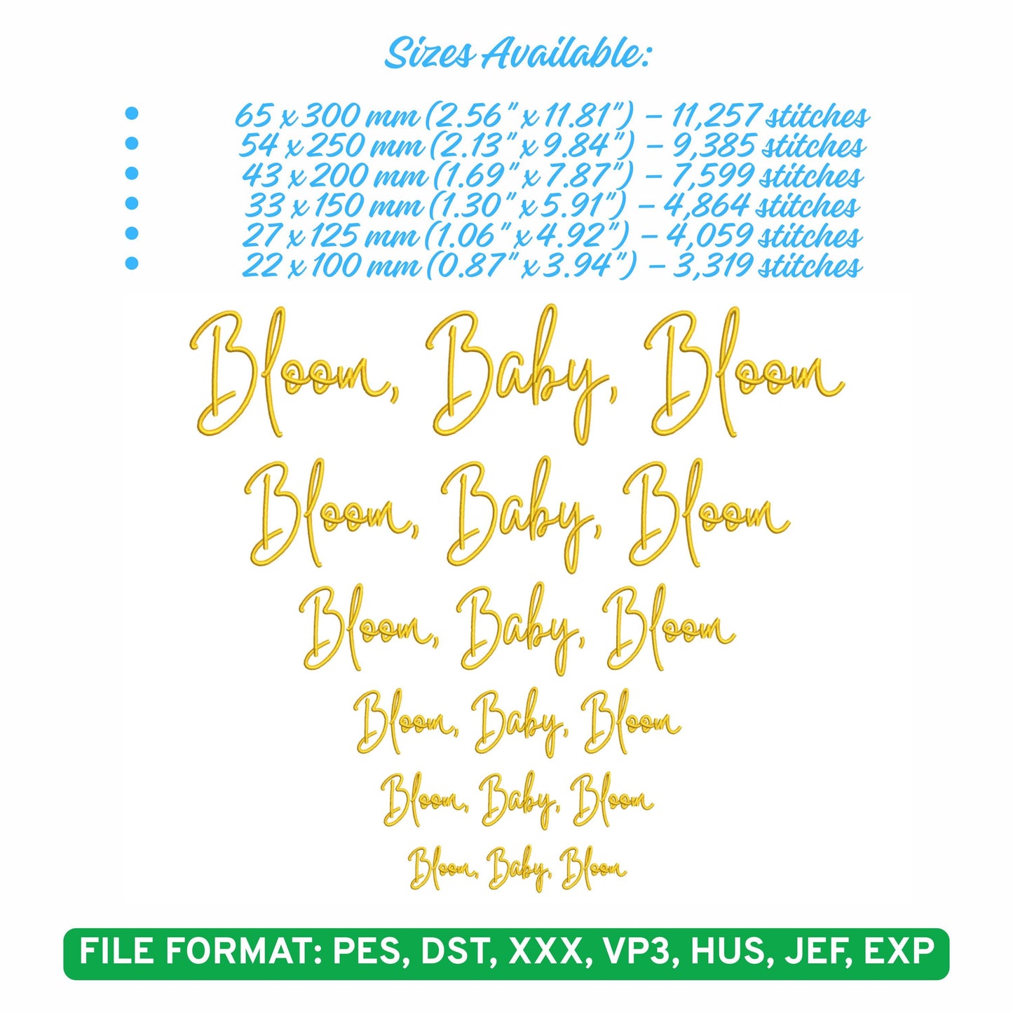 Bloom Baby Bloom Embroidery Design: Floral Spring Summer (PES)