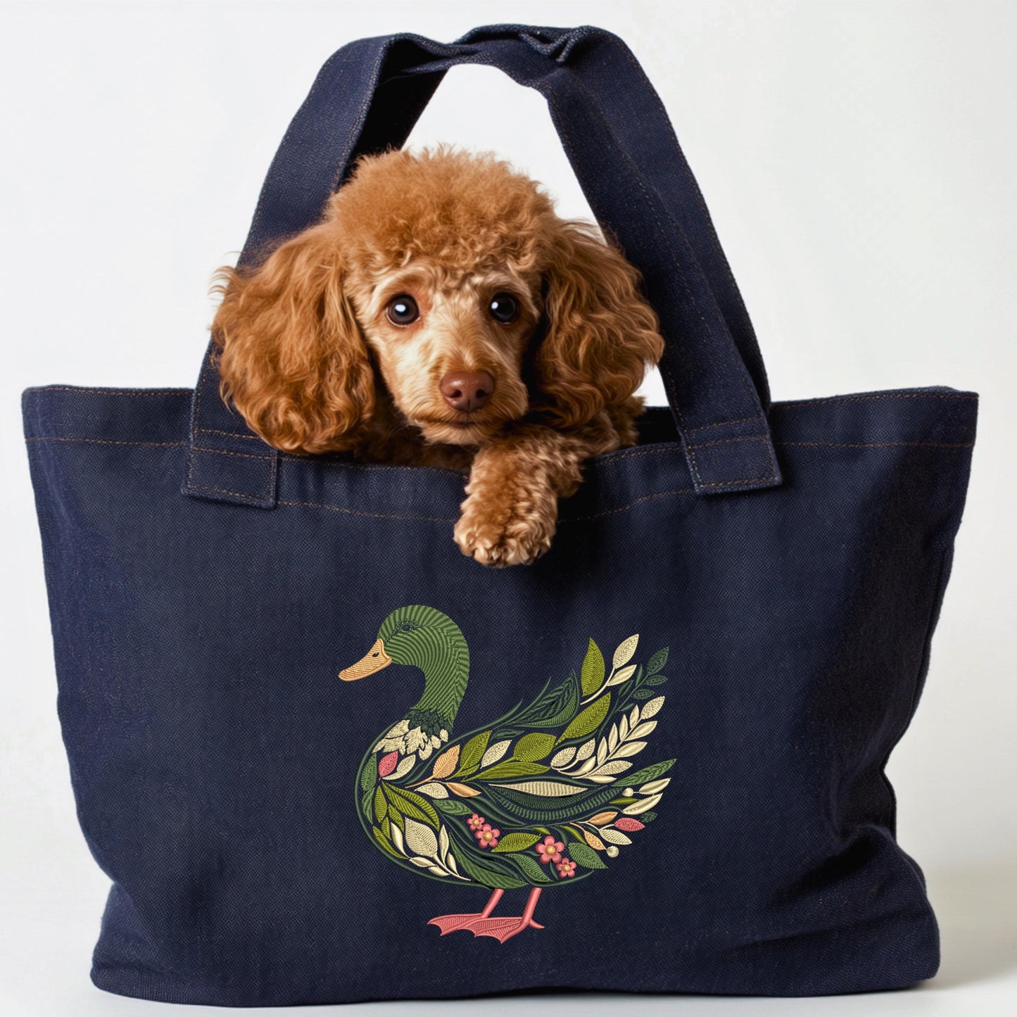 Floral Duck Machine Embroidery Design, Elegant Duck with Leaves, Bird Embroidery, Duck Pattern, Instant Download for DIY Projects, PES DST