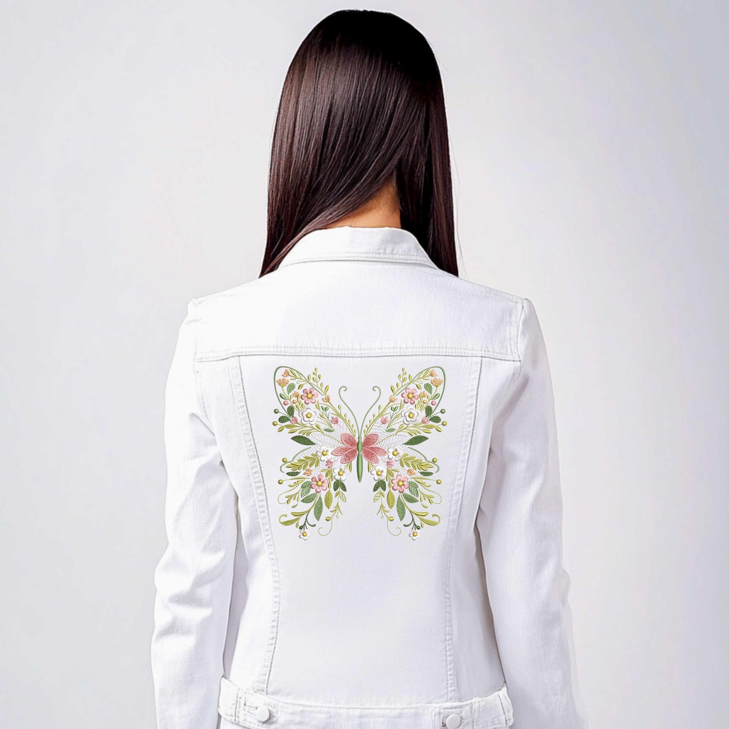 Floral Butterfly Machine Embroidery Design: Nature Garden Pattern, Butterfly Embroidery Pattern, Summer Embroidery, Instant Download PES DST