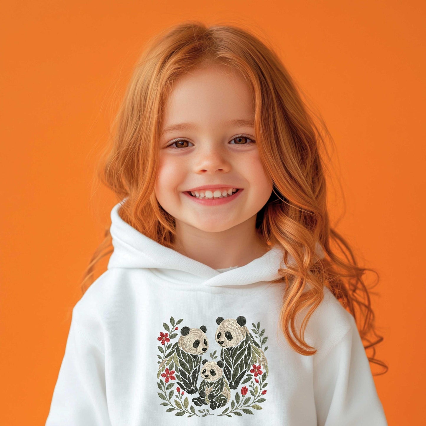 Panda Family Embroidery Design, Adorable Mother, Father & Baby Panda with Flowers, Perfect for T-Shirts and Personalized Gifts PES 4 x4 hoop