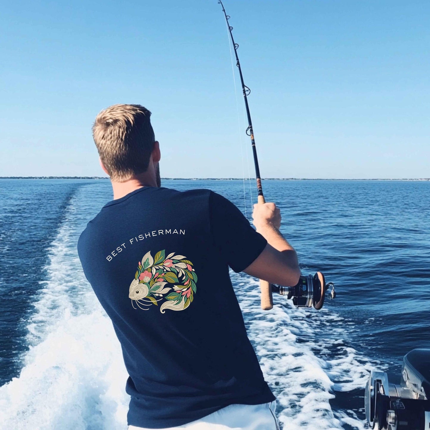 Floral Catfish Embroidery Design – Botanical Machine Embroidery File – Fish Embroidery, Embroidery Fishing, Fish PES DST, Instant Download