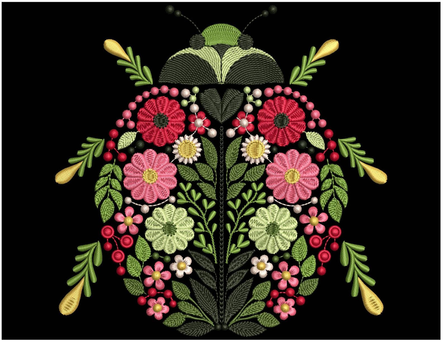 Ladybug Hand Embroidery Pattern PDF • Floral Beetle Modern Stitch Design • Easy Hoop Art Template • Instant Digital Download, Insect Pattern