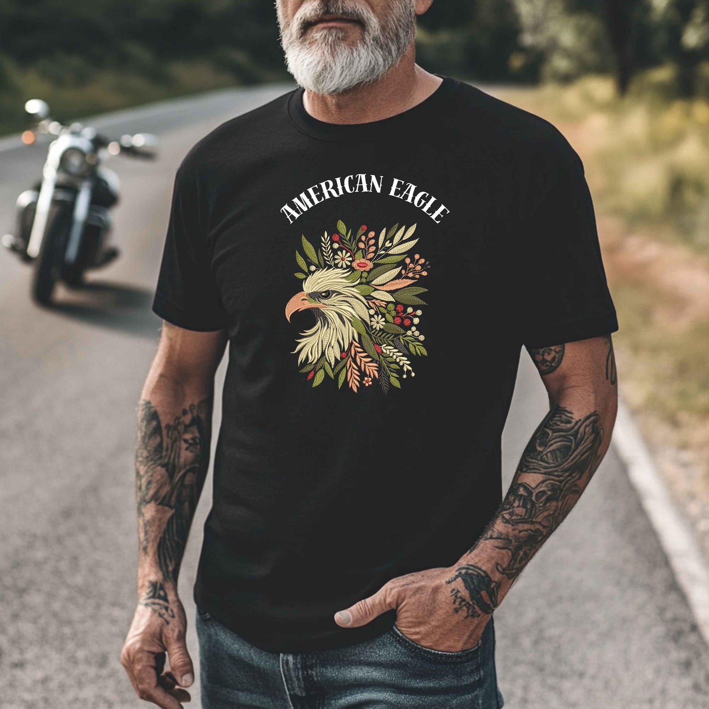 Majestic Eagle Embroidery Design – Floral Eagle Machine Embroidery Pattern, Digital Download – Nature-Inspired File, Bird Embroidery PES DST