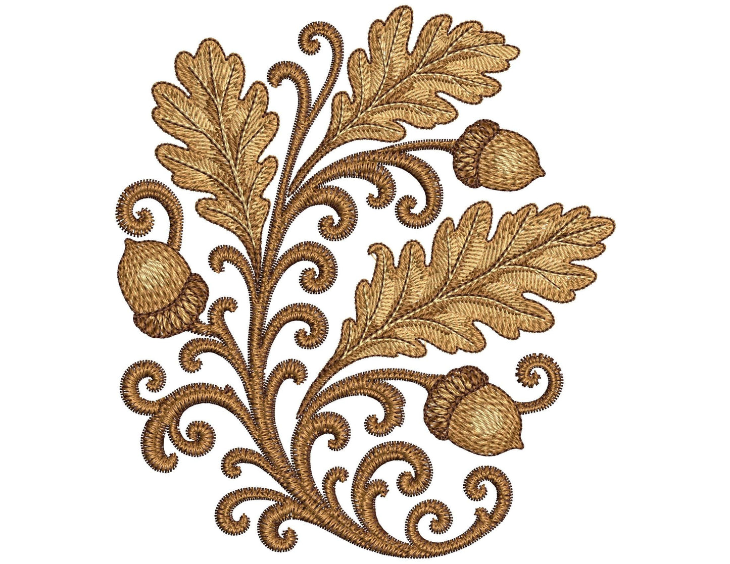 Oak Branch Embroidery Design – Autumn Oak Leaves & Acorns, Fall Machine Embroidery for Seasonal Projects, Instant Download, Oak Pattern PES