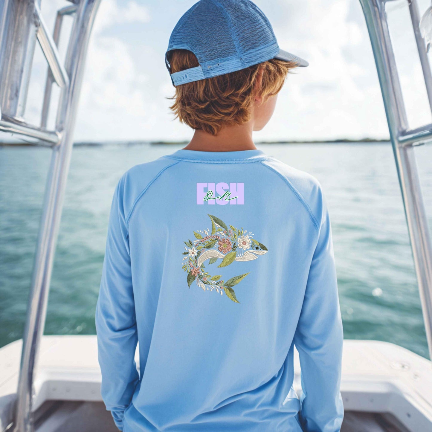 Floral Shark Embroidery Design – Elegant Fish Machine Embroidery Pattern, Embroidery For Fishermen, Ocean Embroidery, Summer Embroidery PES